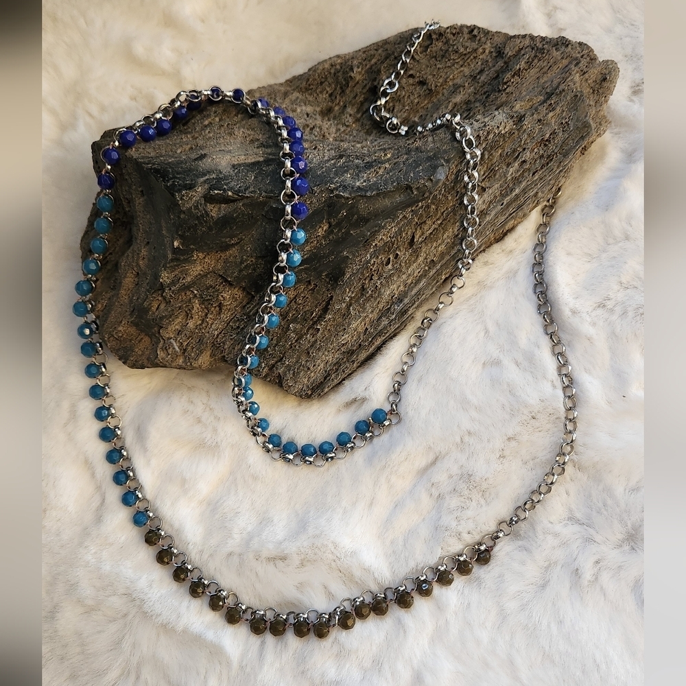 NWOT Lia Sophia Long blue Beaded Necklace